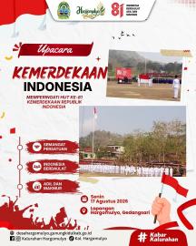 LURAH BESERTA PAMONG KALURAHAN HARGOMULYO IKUTI UPACARA HUT KE-81 RI